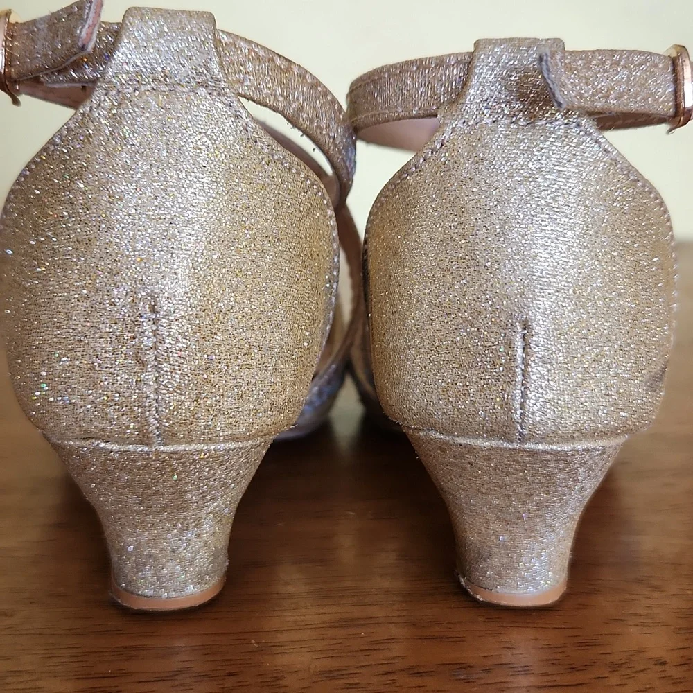 Link Fantastic-90K Girl's Rhinestone Chunk Heel Sandals Size 10